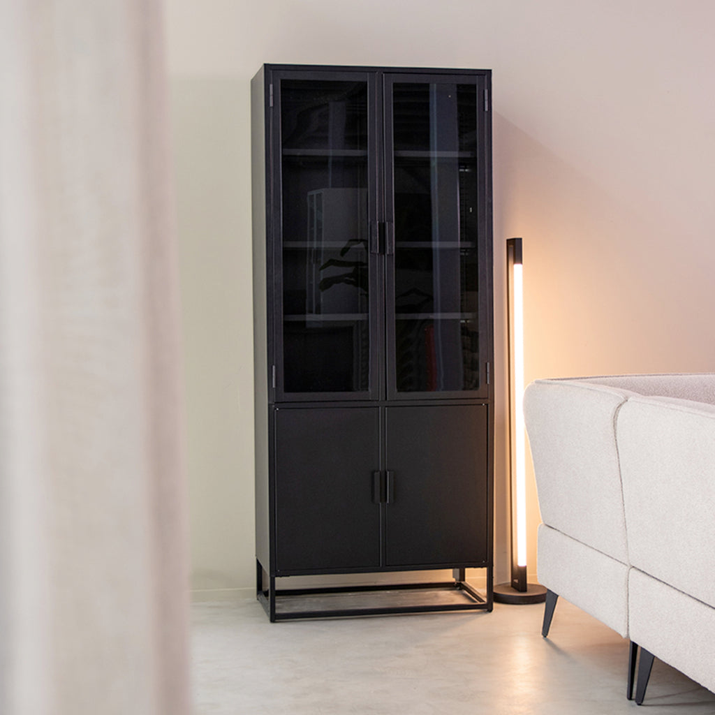LABEL51 Vitrinekast Level - Zwart - Metaal - 80x40x190 cm