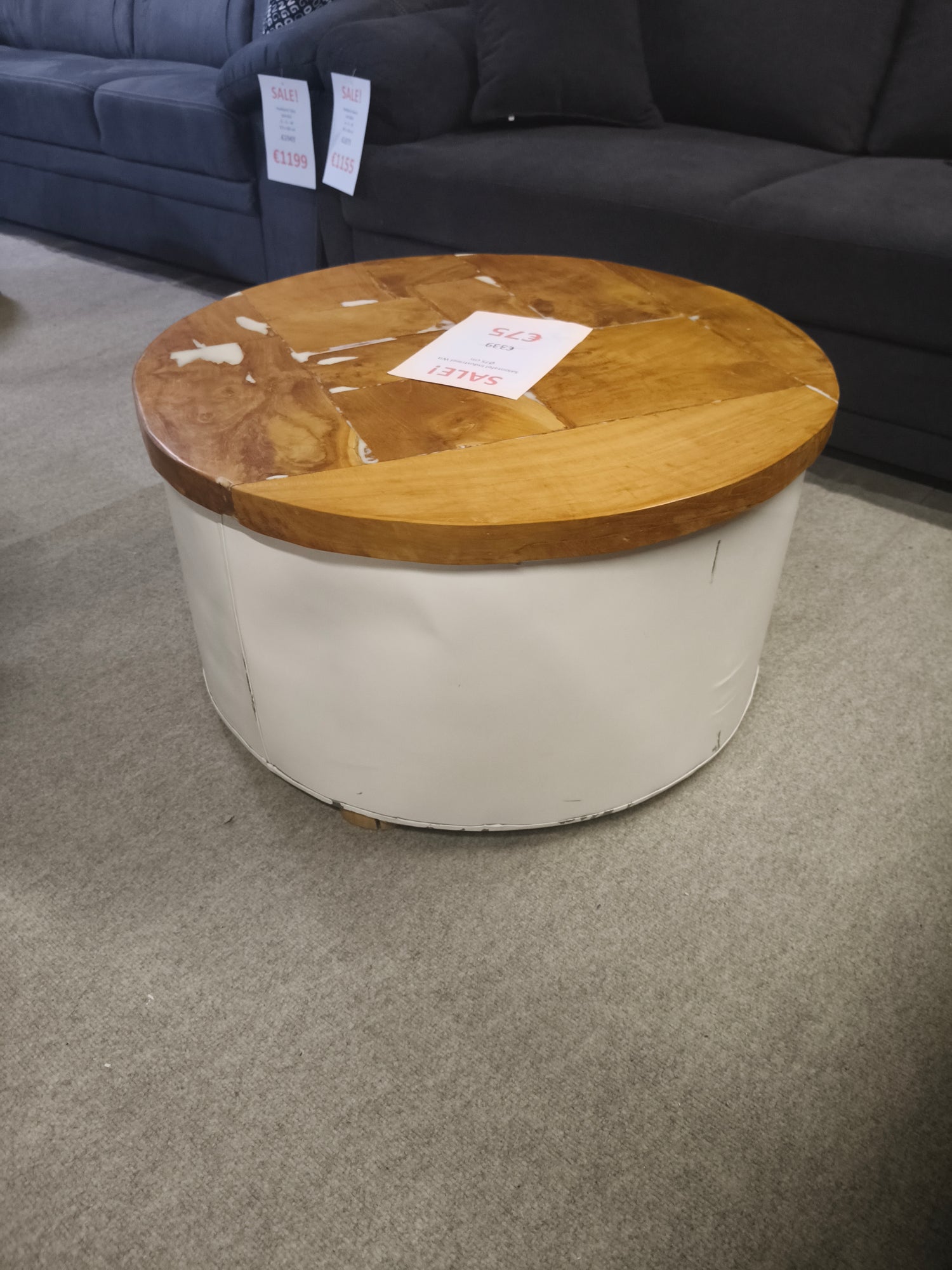 Salontafel Industrieel wit Ø75cm