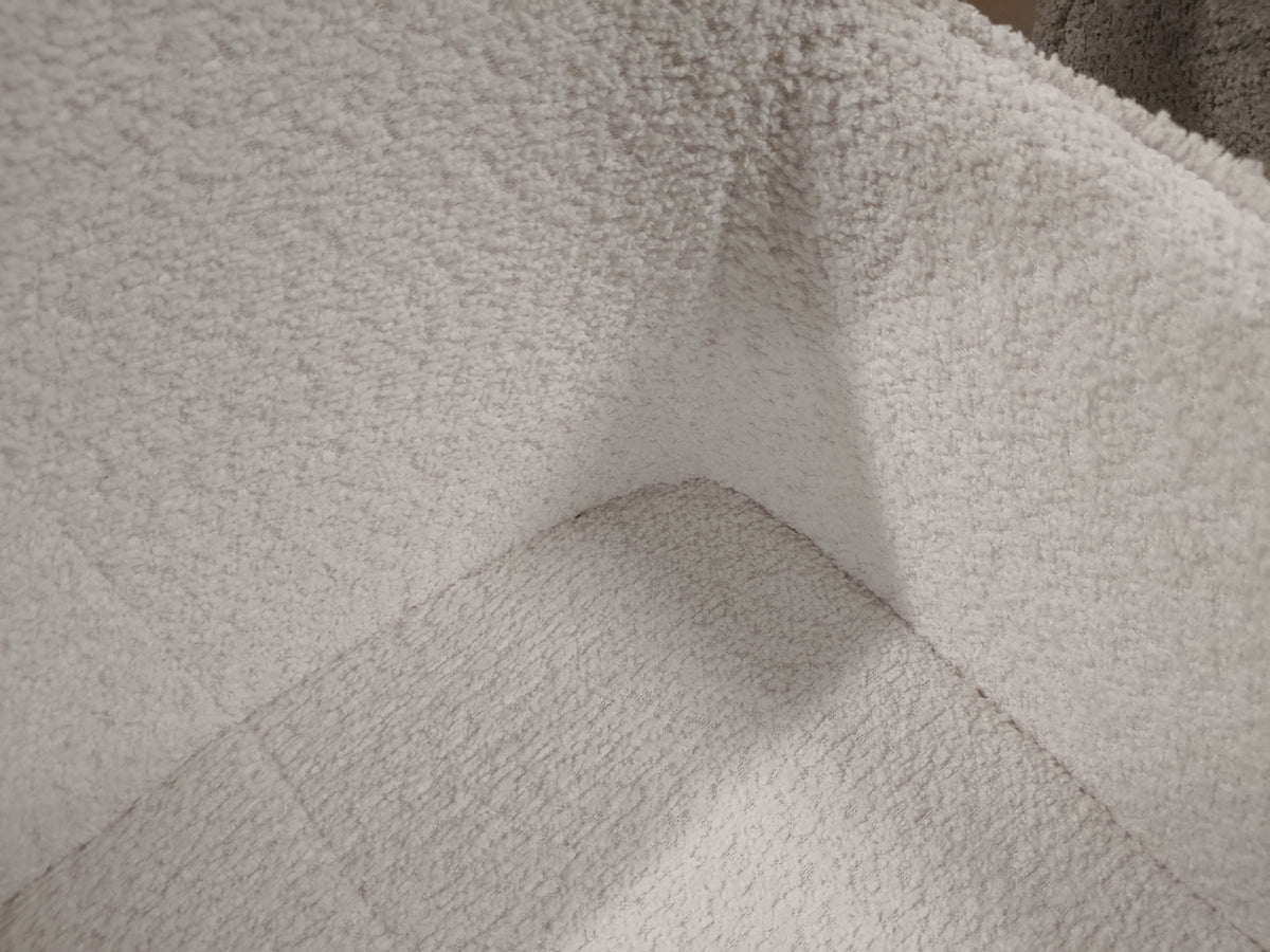 Armstoel Fleur - Bouclé 4x wit/2x zand - set van 6