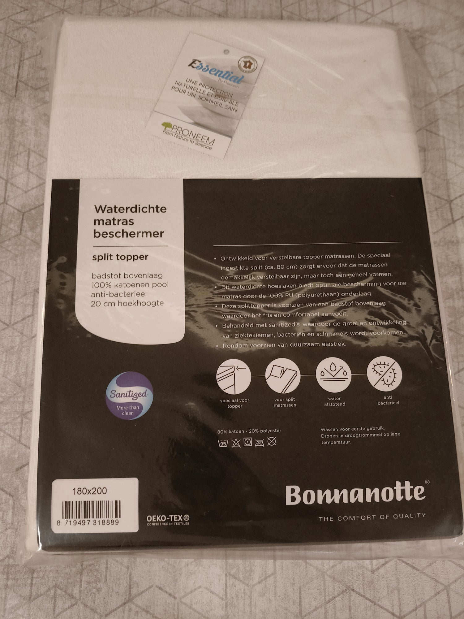 Bonnanotte Waterdichte Matrasbeschermer – Split Topper – 180 x 200 cm