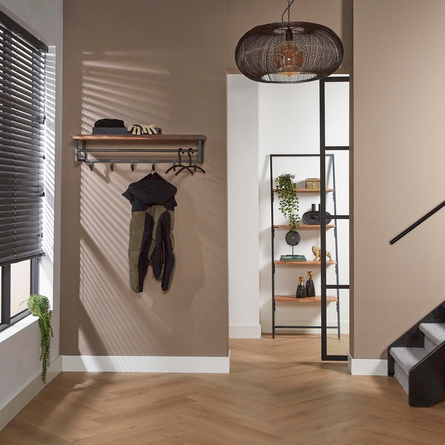 Kapstok Daytona 6 Haken Hoedenplank - 100x30x27 cm - Naturel - Saja