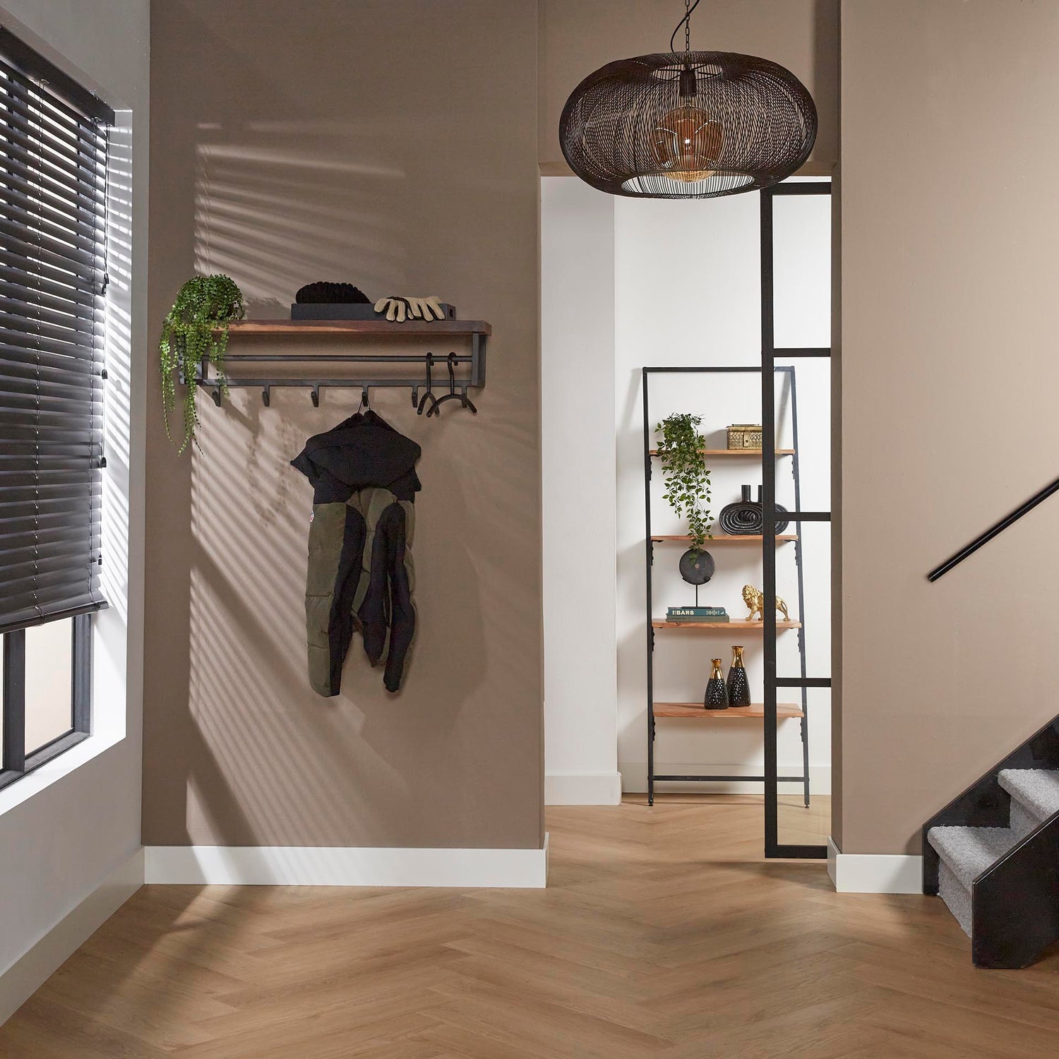 Kapstok Daytona 6 Haken Hoedenplank - 100x30x27 cm - Naturel - Saja