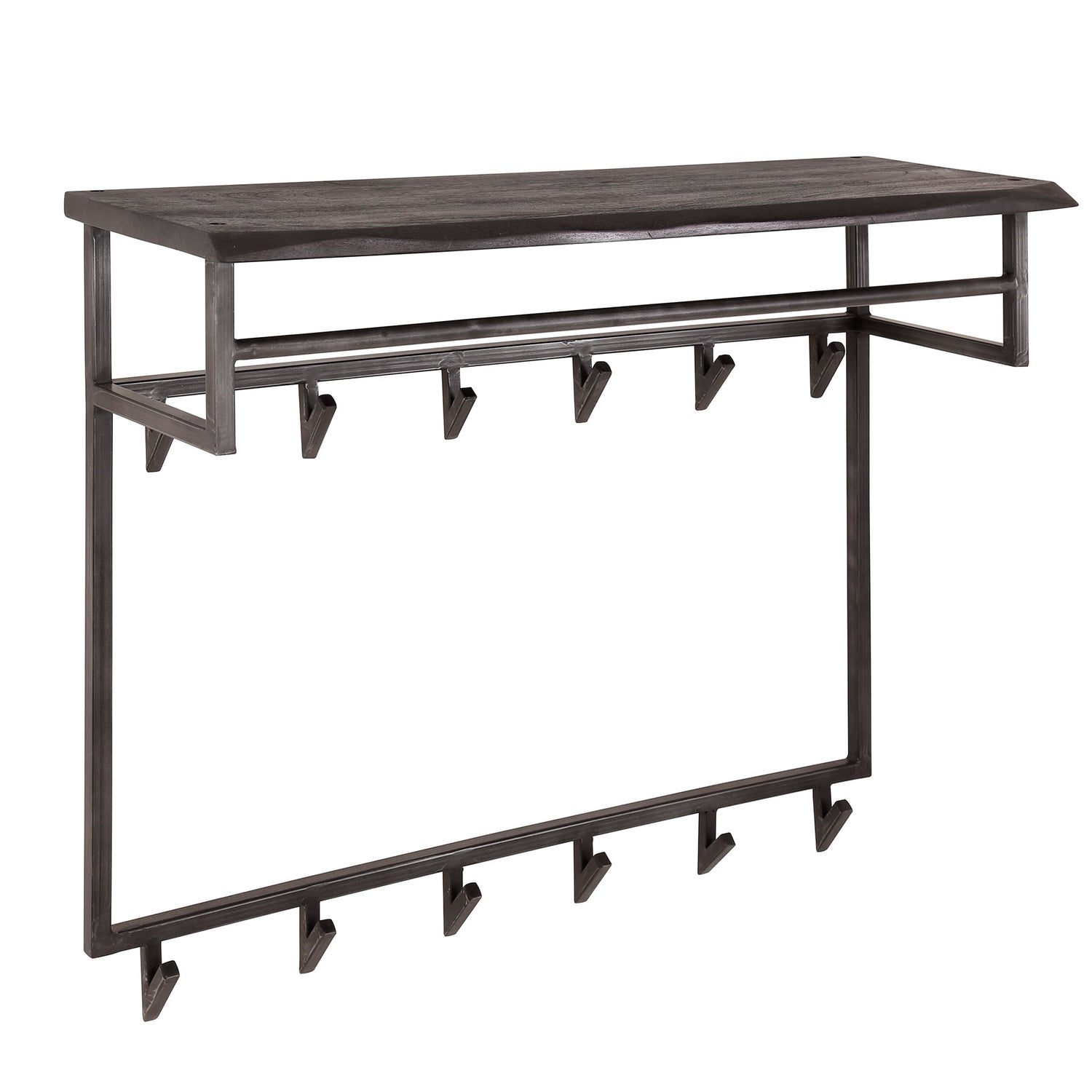 Kapstok Yucon Hoog met 12 Haken - 100x33x80 cm - Zwart - Acacia