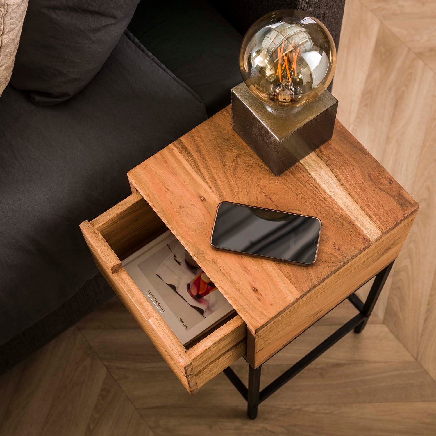 Nachtkastje XS Flat - 30x30x60 cm - Naturel - Acacia