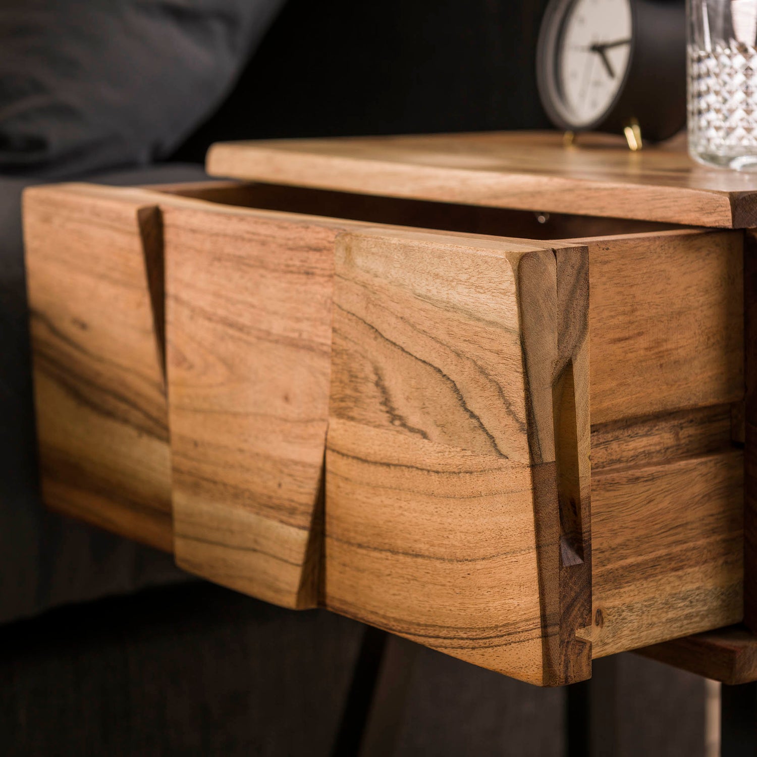 Nachtkastje Demn - 40x32x60 cm - Naturel - Acacia