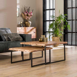 Salontafel Edge 2-delig - 80x80x45 cm - Naturel - Acacia