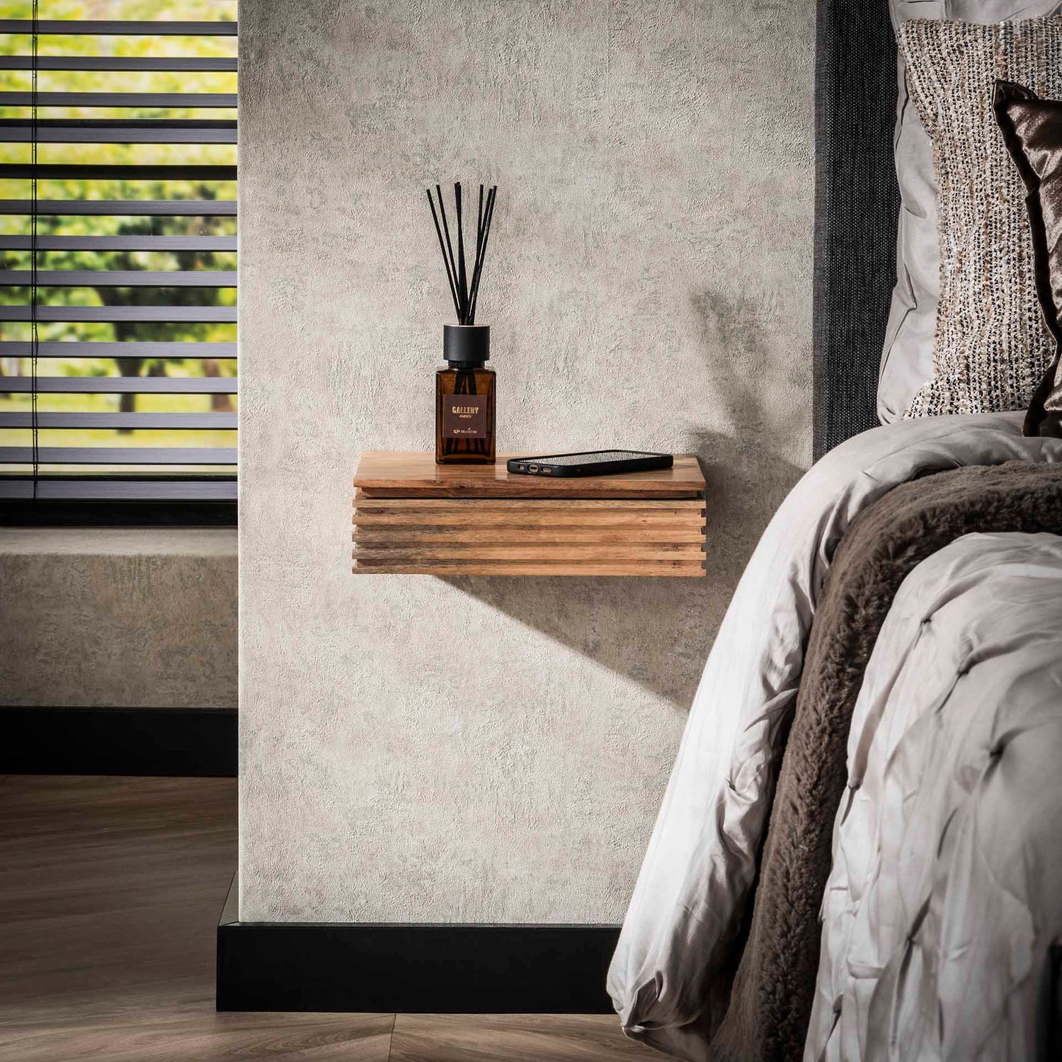 Nachtkastje 1L Layer XS - Set van 2 - 30x25x8 cm - Naturel - Acacia