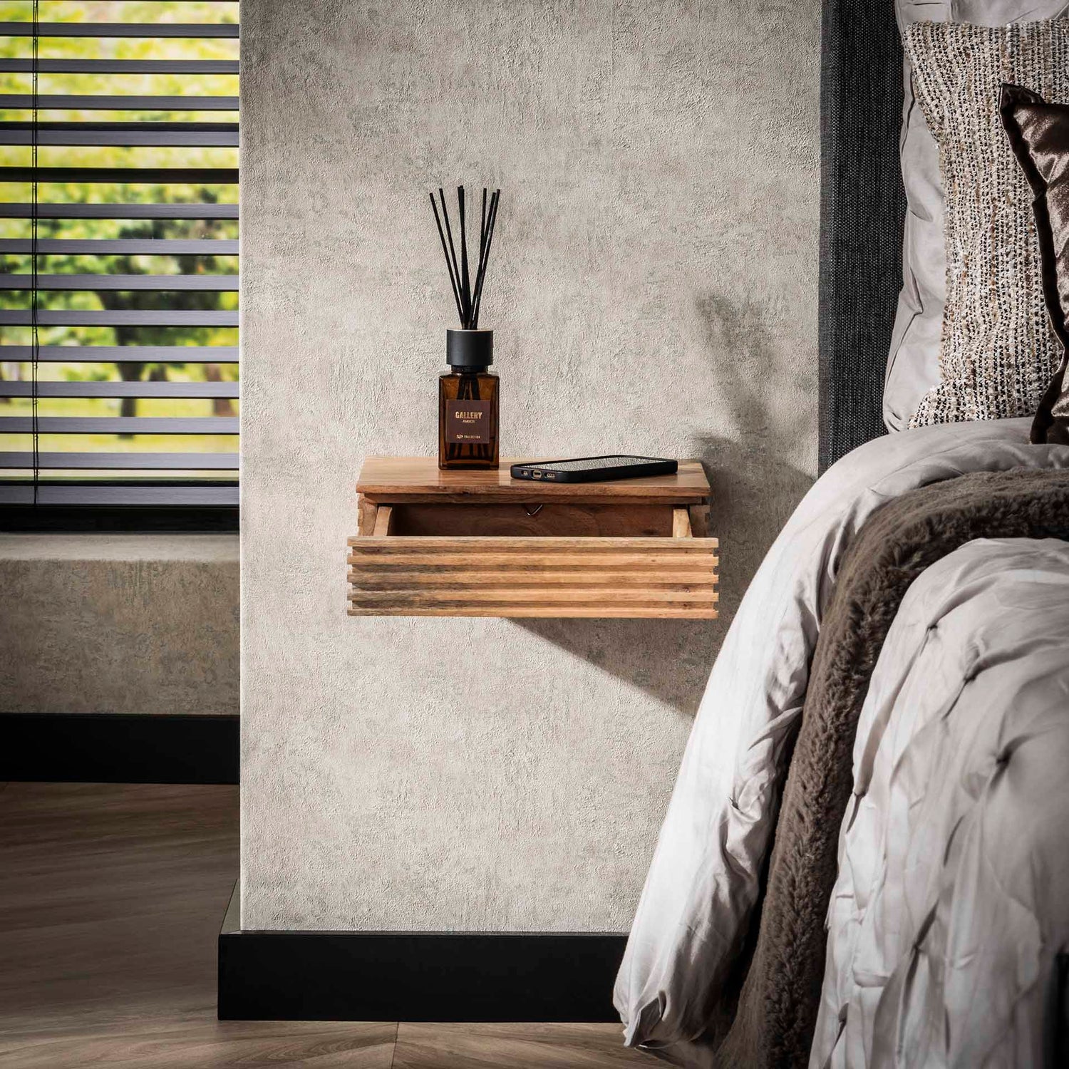 Nachtkastje 1L Layer XS - Set van 2 - 30x25x8 cm - Naturel - Acacia