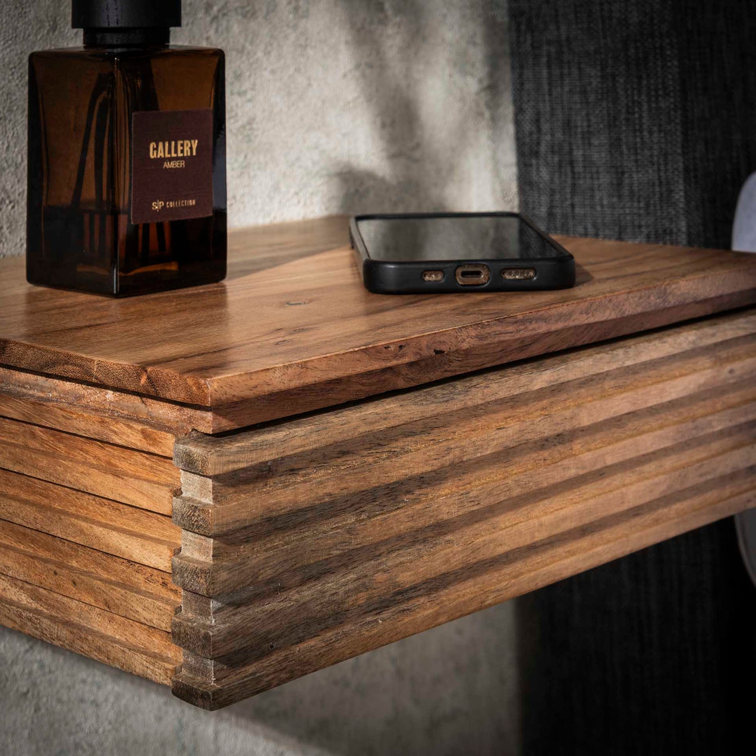 Nachtkastje 1L Layer XS - Set van 2 - 30x25x8 cm - Naturel - Acacia