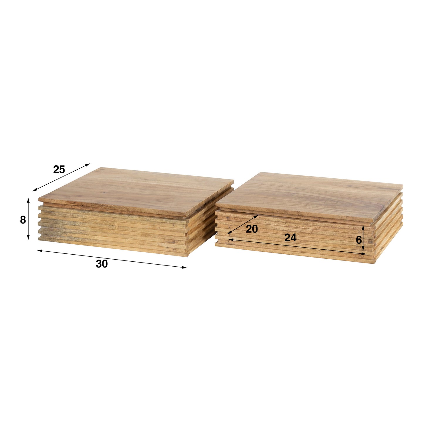 Nachtkastje 1L Layer XS - Set van 2 - 30x25x8 cm - Naturel - Acacia