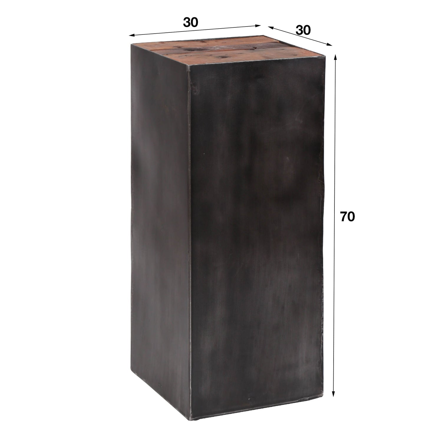 Bloemenzuil 70 Naturel Brush Raft Steel - 30x30x70 cm - Hardhout