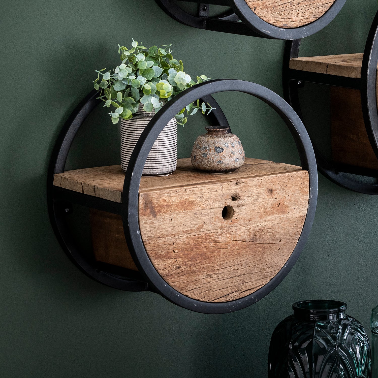 Wandschap Circular met lade - 40x25x40 cm - Hardhout