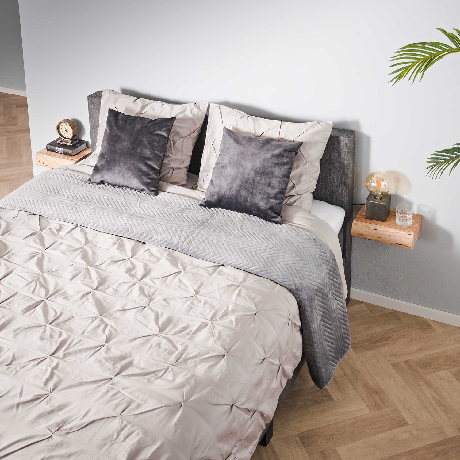 Nachtkastje 1L Tree XS - Set van 2 - 30x20x8 cm - Naturel - Acacia