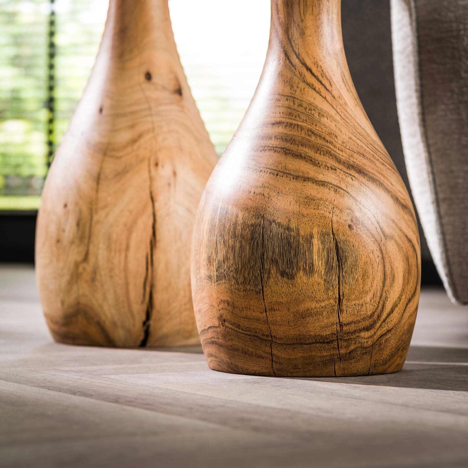 Bijzettafels met Massieve Druppel Voet - Set van 2 - Naturel - Acacia