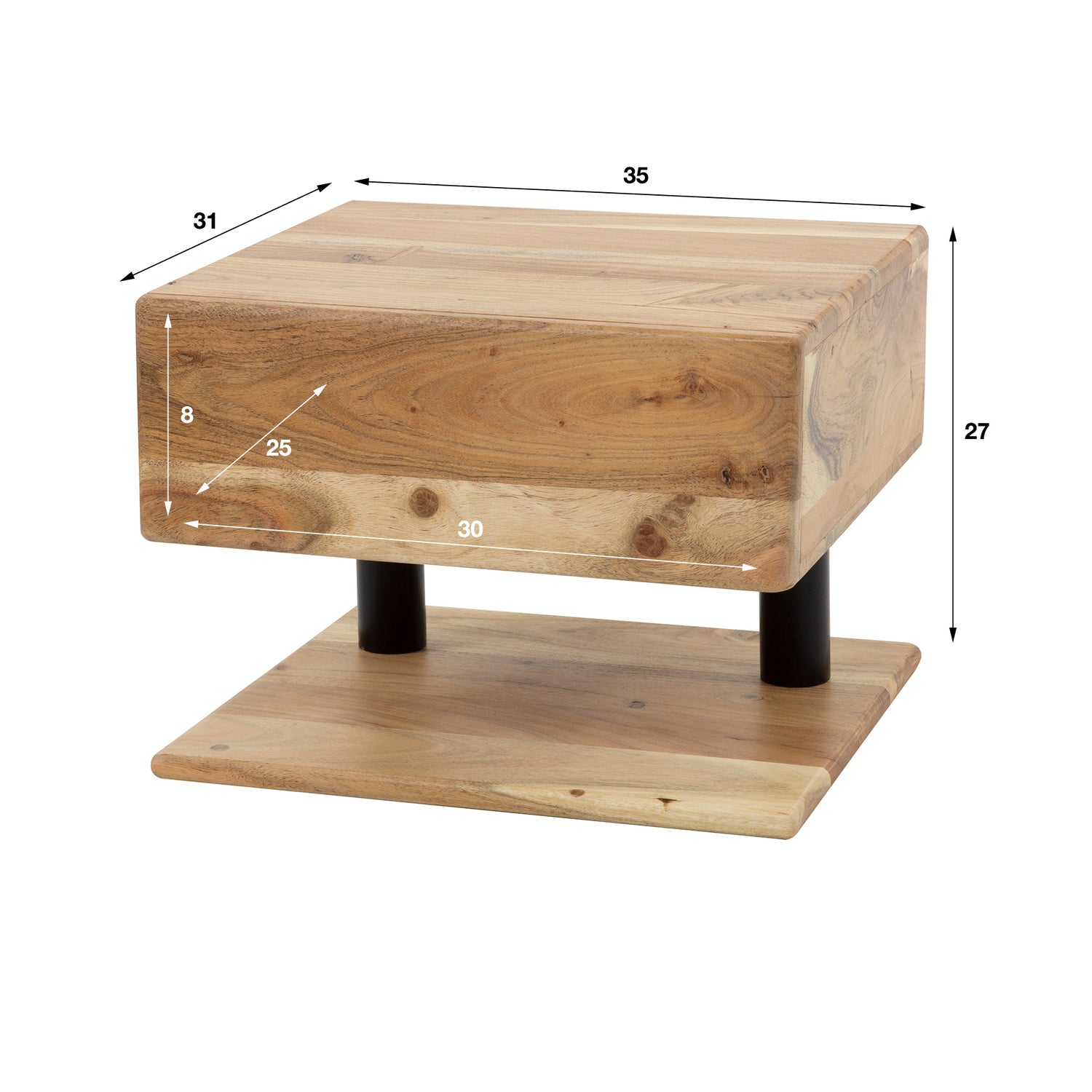 Nachtkastje met 1 lade Shelve - 35x31x27 cm - Naturel - Acacia