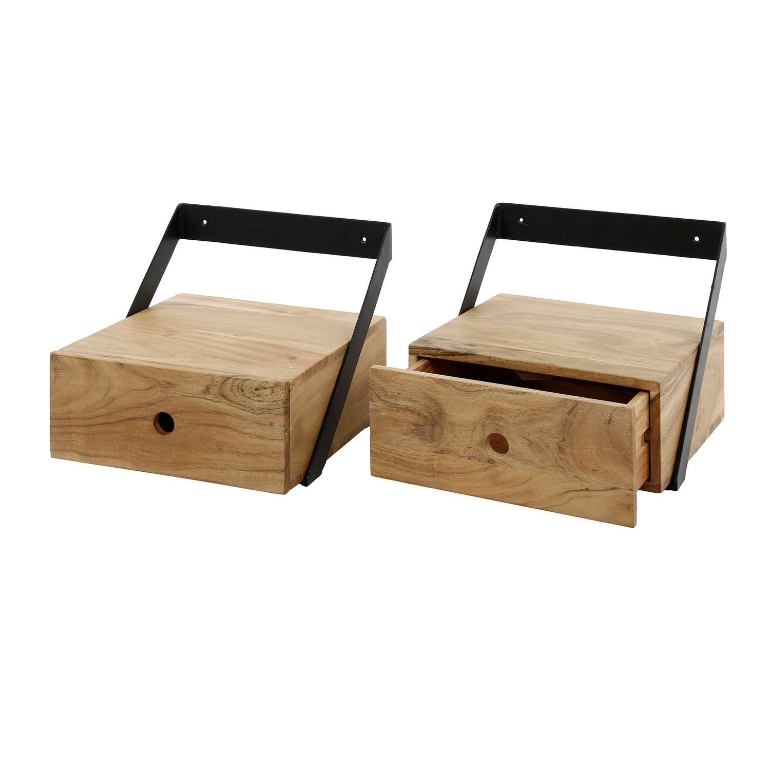 Nachtkastje XS Hangend Strip - Set van 2 - 30x30x20 cm - Naturaal - Acacia
