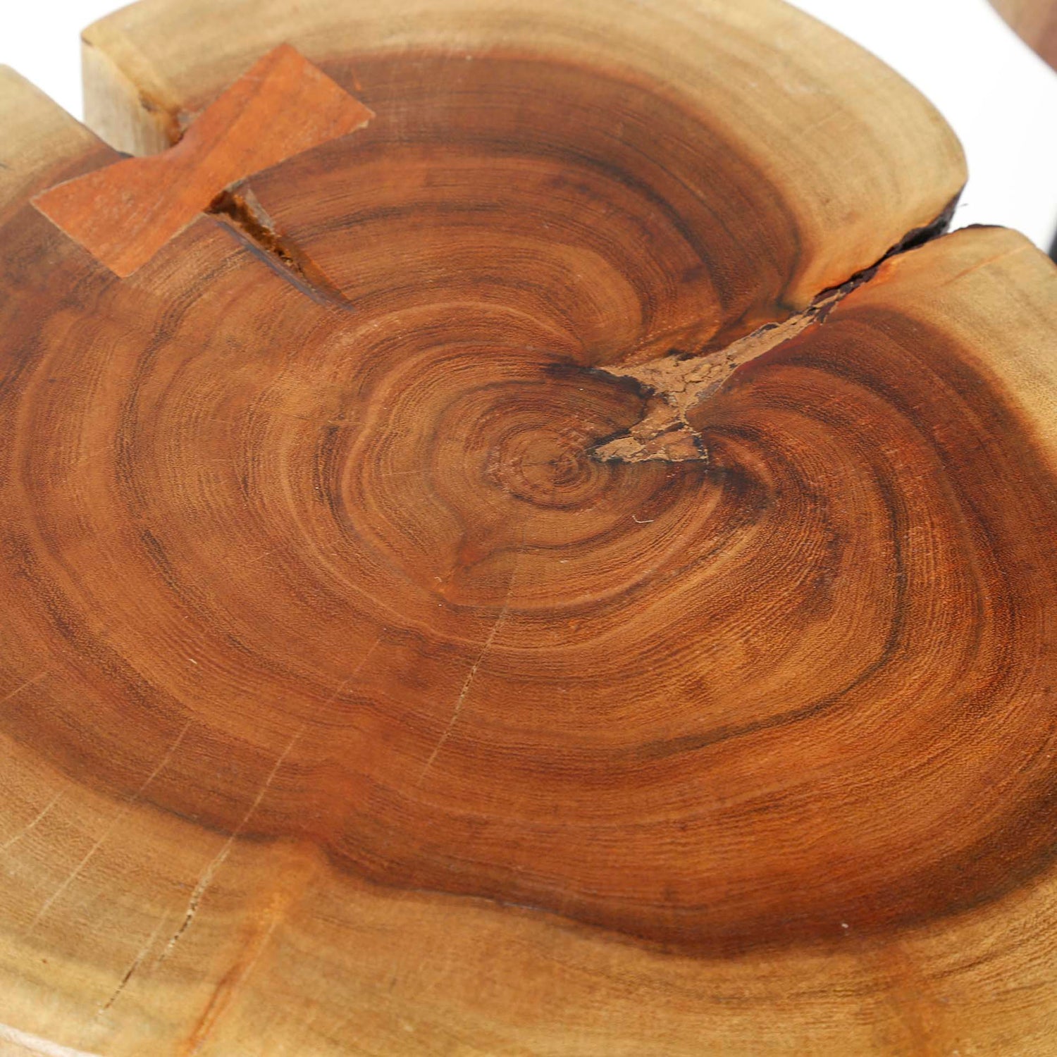 Bijzettafel stam met stalen frame - 32x32x45 cm - Acacia Naturaal