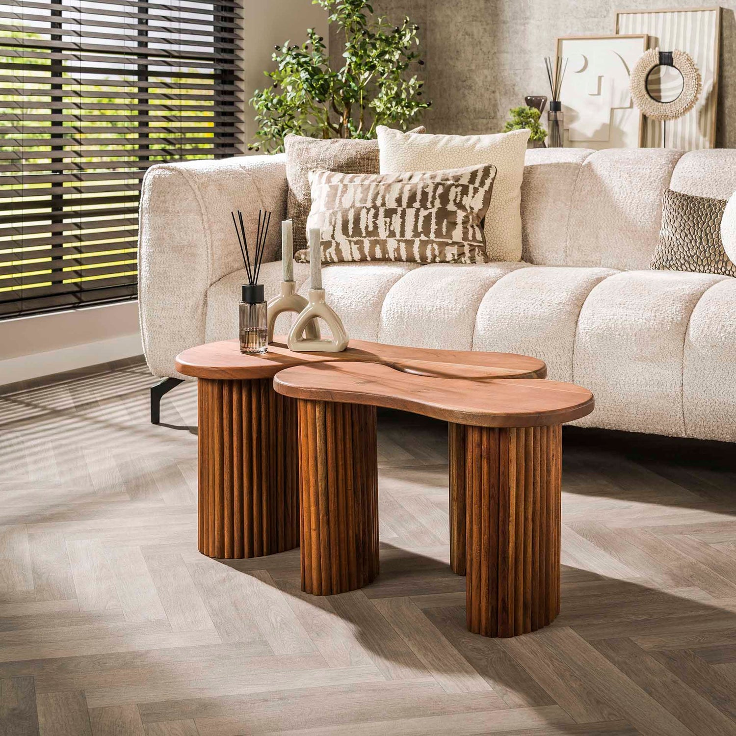 Salontafel Fuse - Set van 2 - 80x45x41 cm - Naturel - Acacia