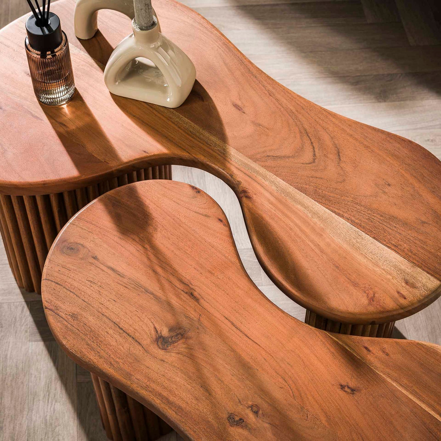 Salontafel Fuse - Set van 2 - 80x45x41 cm - Naturel - Acacia