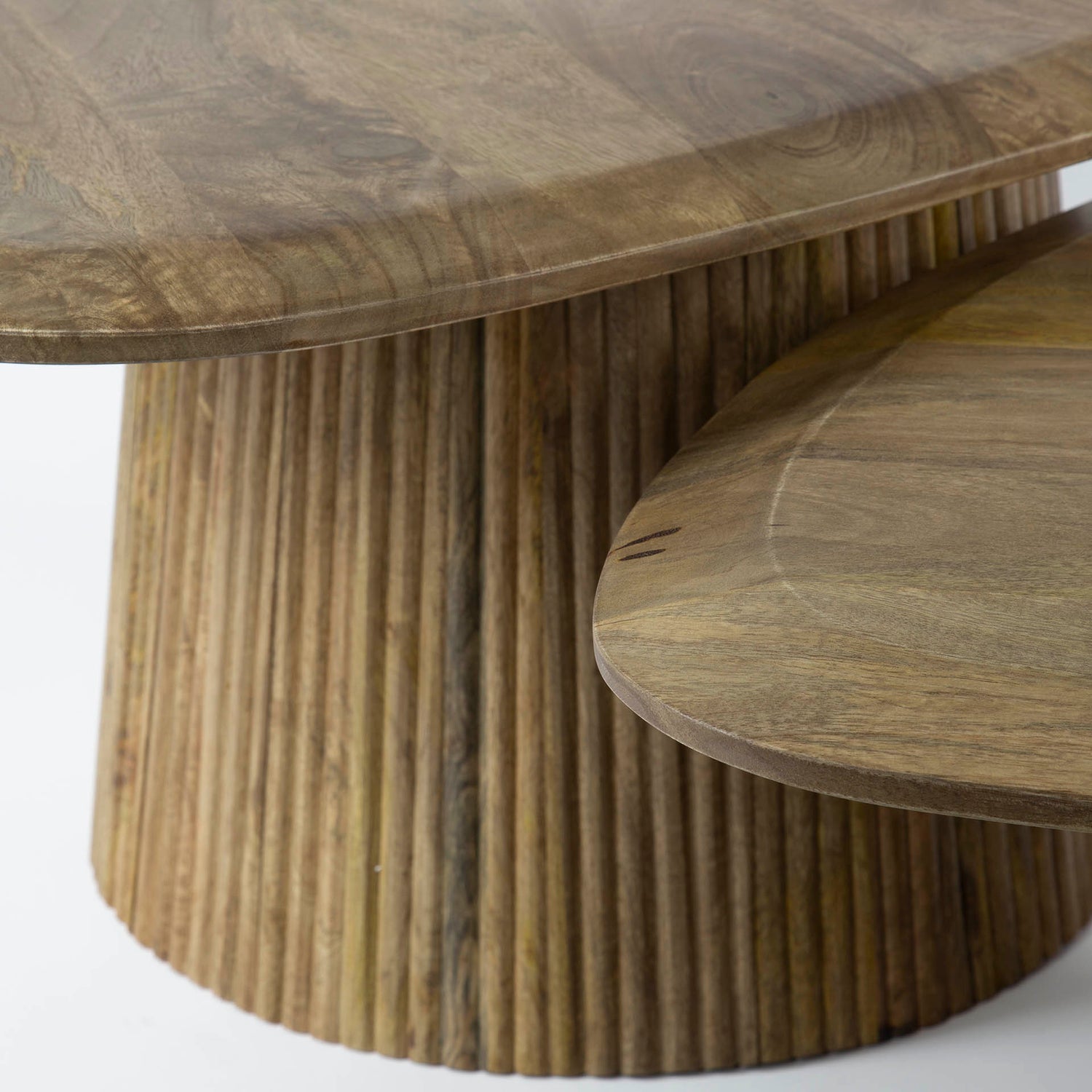 Salontafel Wave - Driehoekig blad - Set van 2 - Zandkleur - Mango