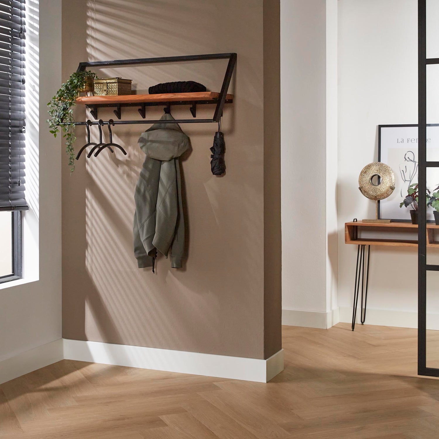 Kapstok Lean - 100x32x38 cm - Naturel - Acacia