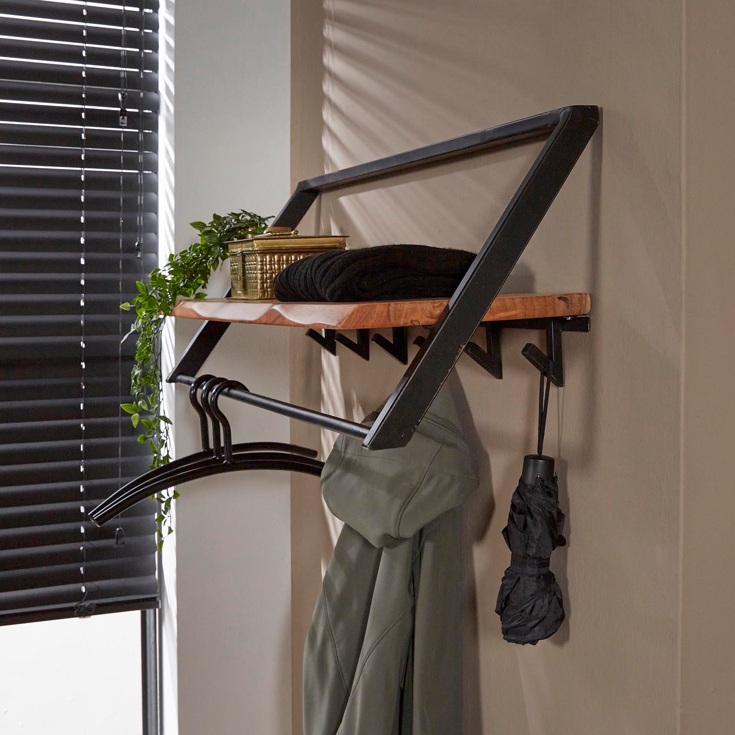 Kapstok Lean - 100x32x38 cm - Naturel - Acacia