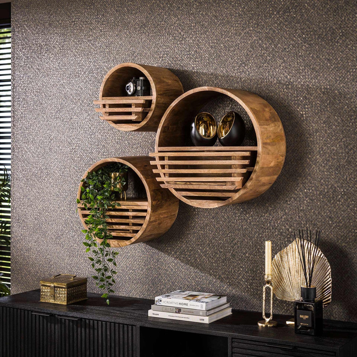 Wandschap 1L Tweak Ø30 - 30x25x30 cm - Zandkleur - Mango