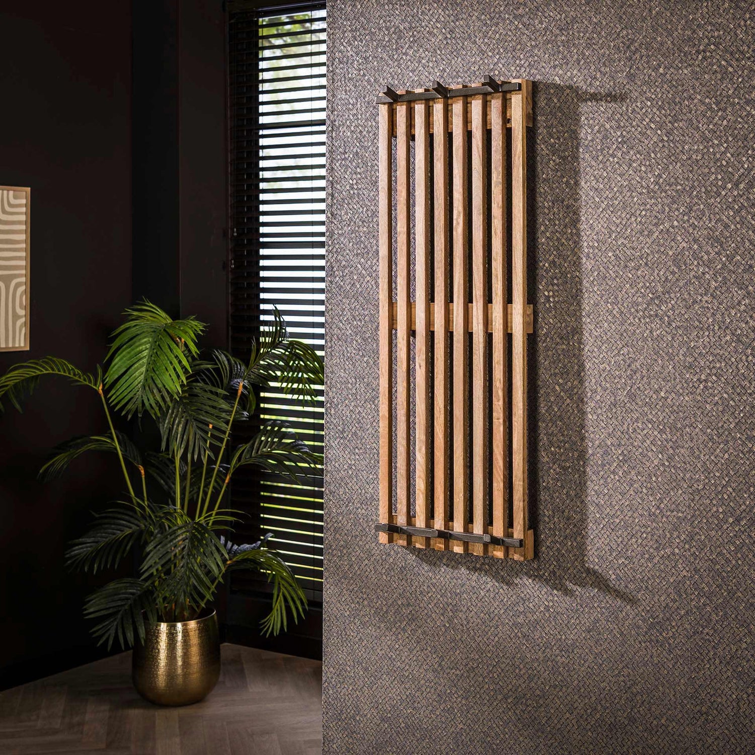 Kapstok Tweak 2x3 Haken Hoog - 37x10x100 cm - Zandkleur - Mango