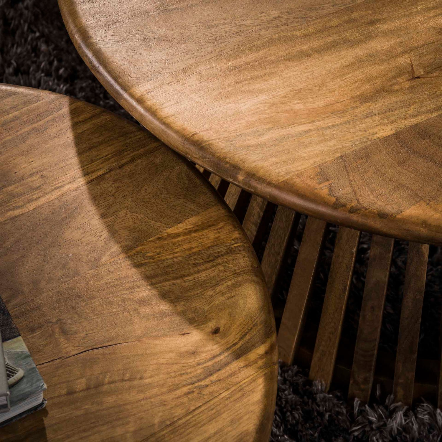 Salontafel Tweak Conish - Set van 2 - 80x80x40 cm - Zandkleur - Mango