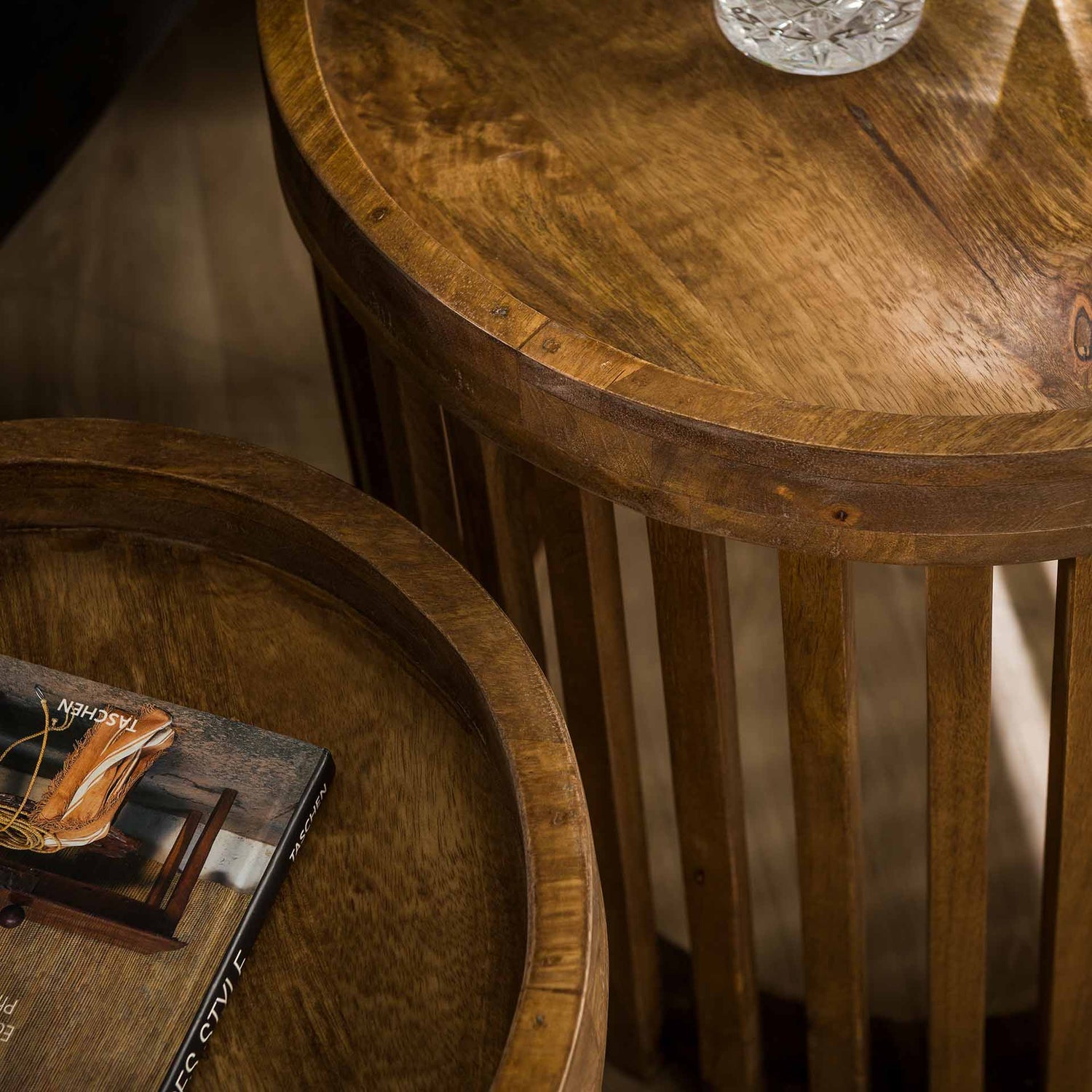 Bijzettafel Tweak - Set van 2 - 45x45x45 cm - Zandkleur - Mango