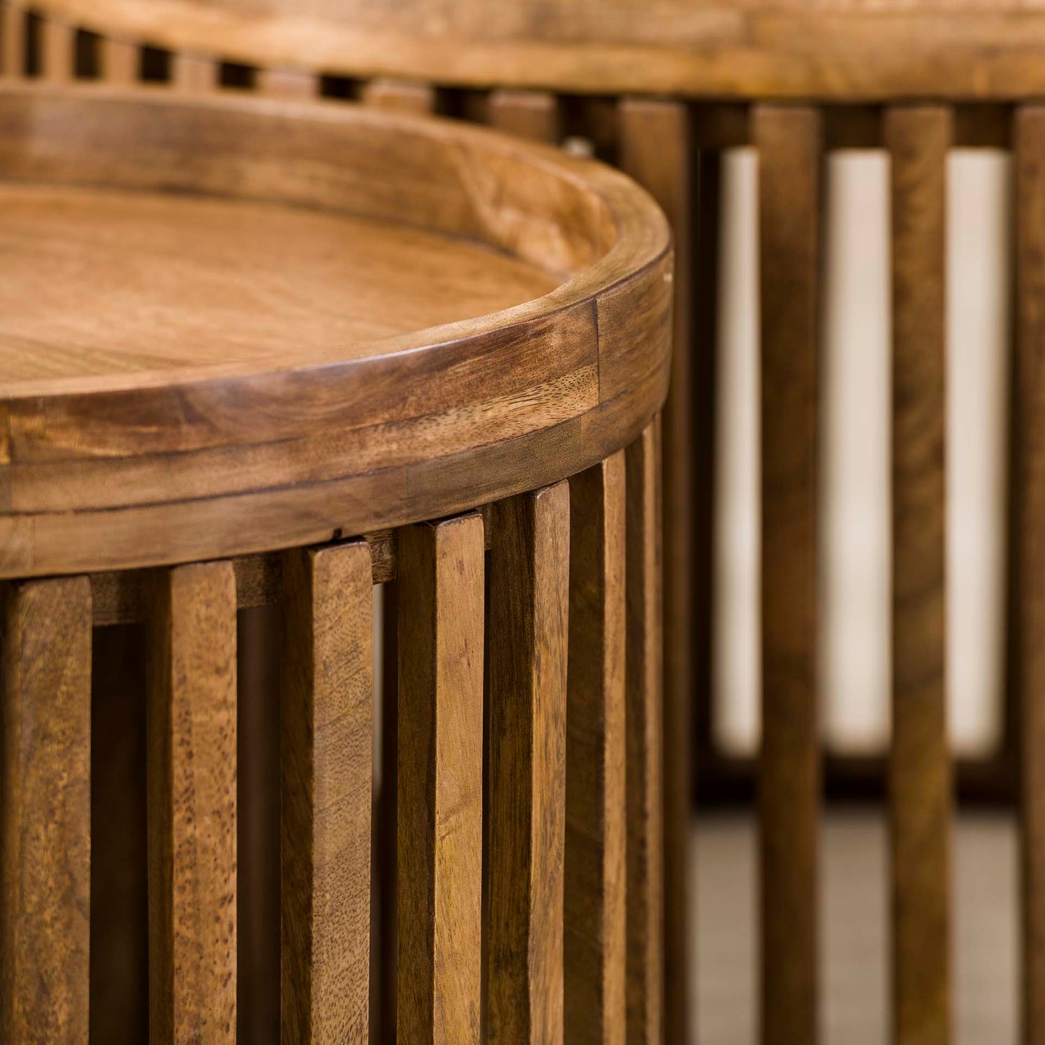 Salontafel Tweak - Set van 2 - 65x65x40 cm - Zandkleur - Mango