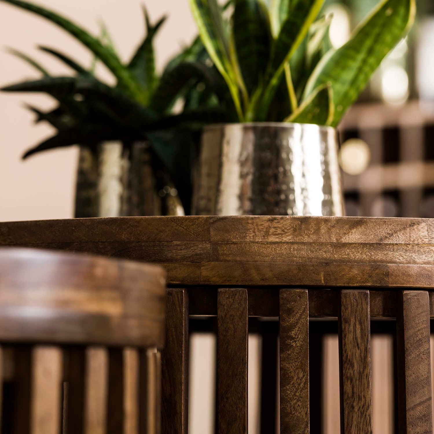 Salontafel Tweak - Set van 2 - 65x65x40 cm - Zandkleur - Mango