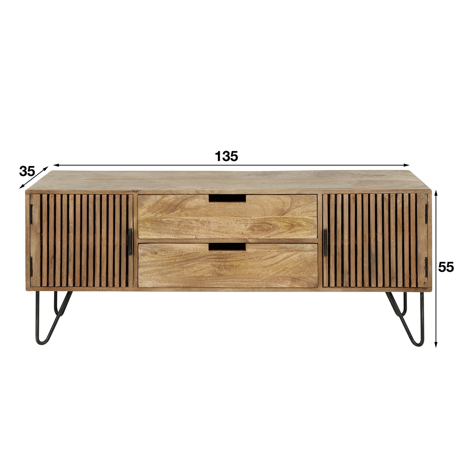 TV-meubel Tweak - 135x35x55 cm - Zandkleur - Mango