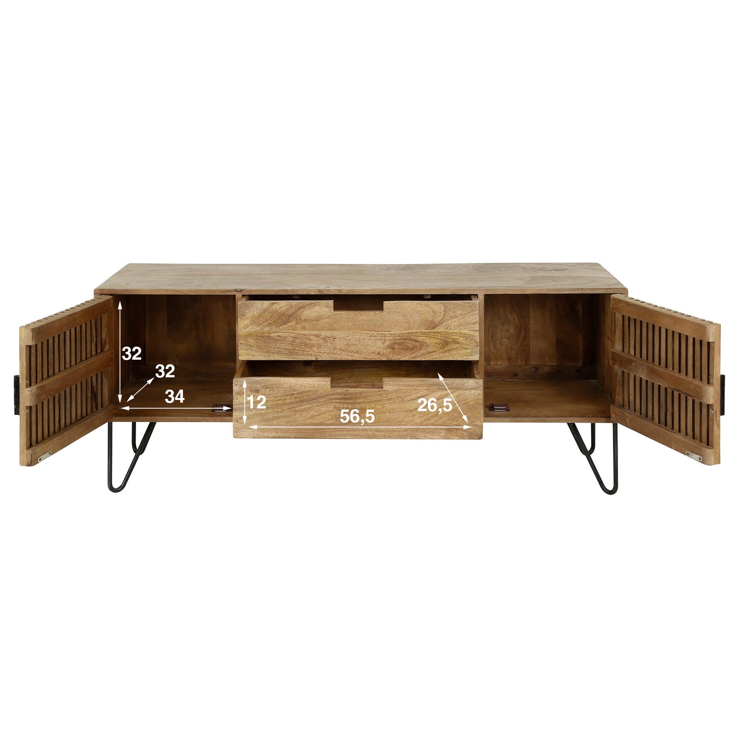 TV-meubel Tweak - 135x35x55 cm - Zandkleur - Mango