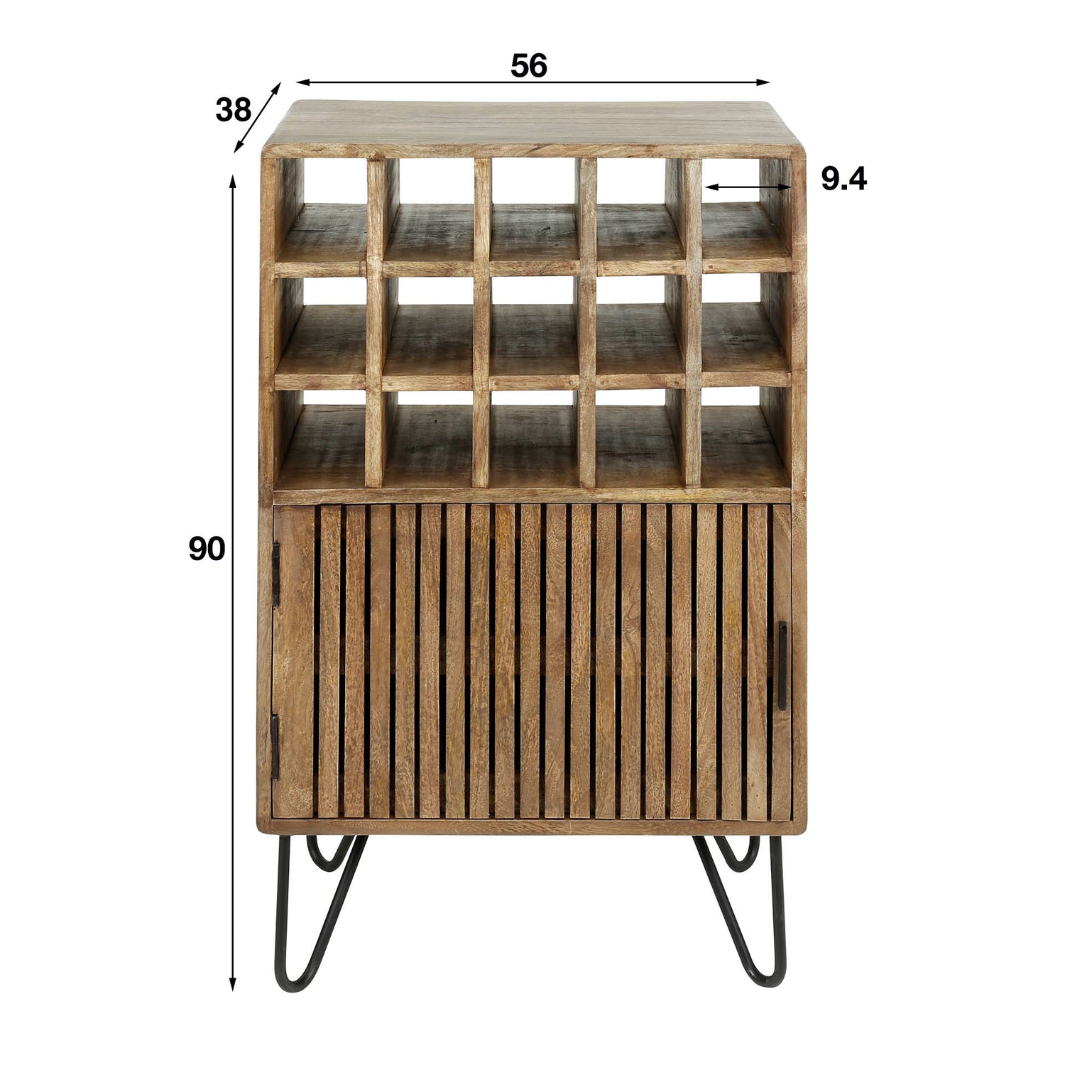 Wijnkast Tweak - 56x38x90 cm - Zandkleur - Mango