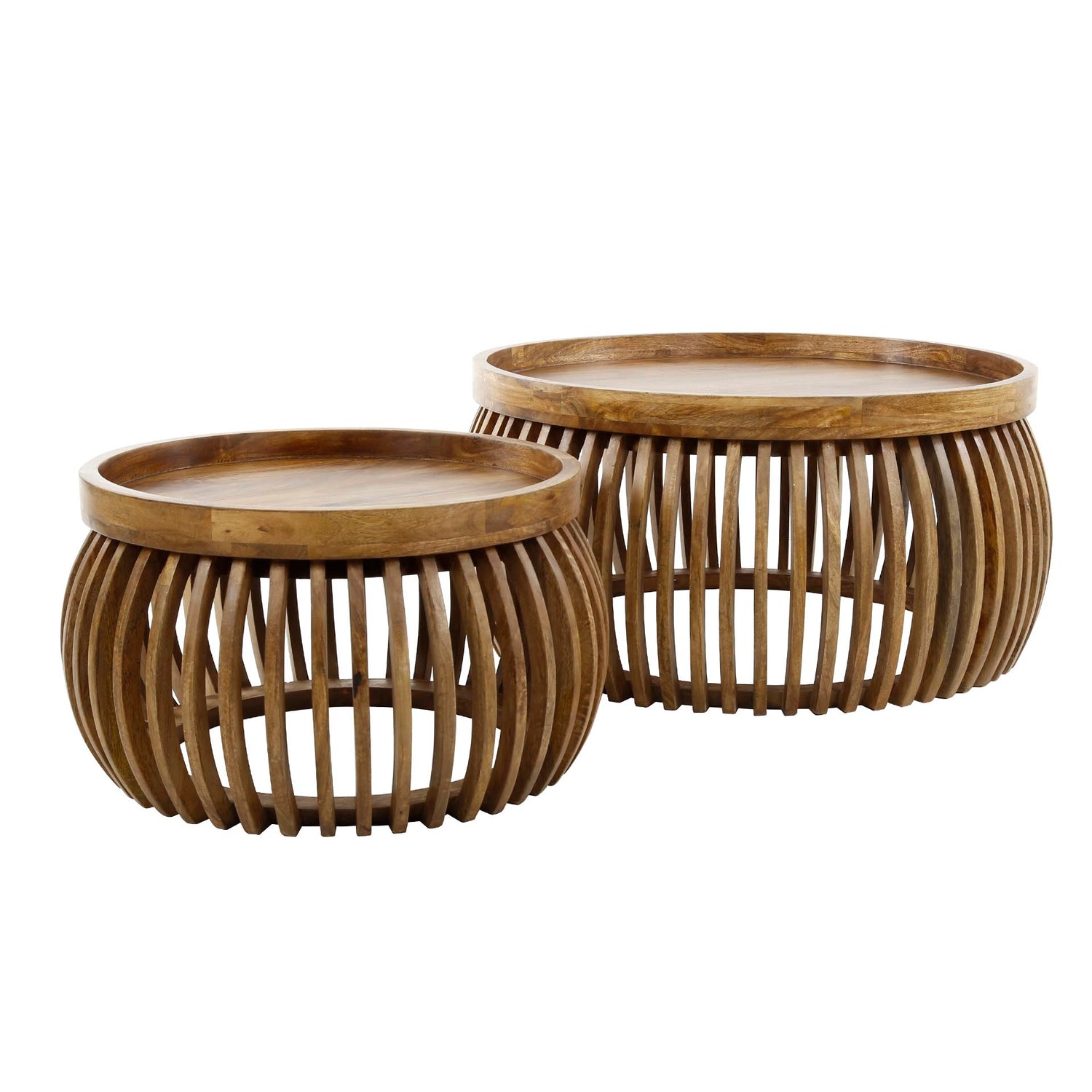 Salontafel Tweak Curve - Set van 2 - 78x78x40 cm - Zandkleur - Mango