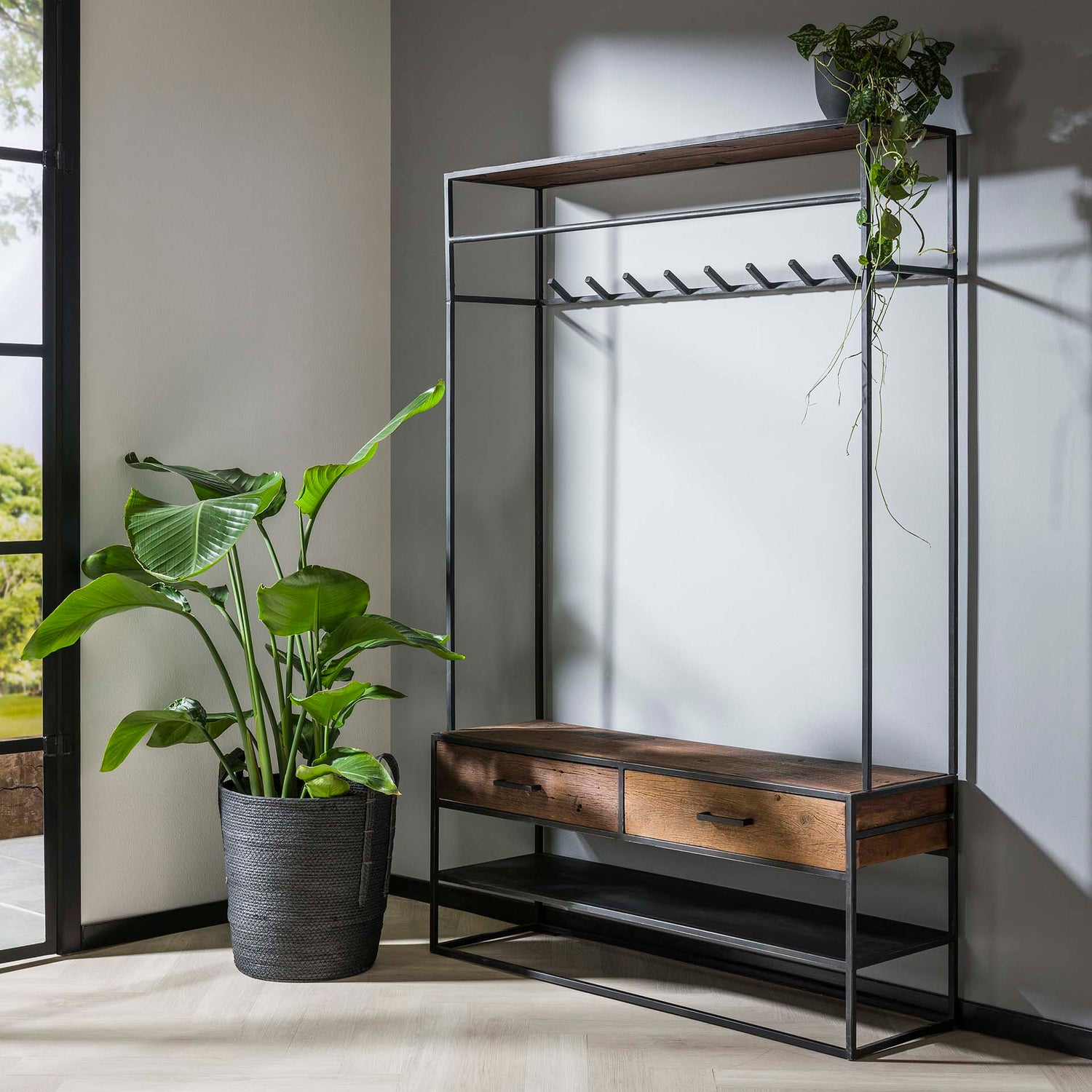 Garderobemeubel met 2 laden blend - 120x35x180 cm - Hardhout