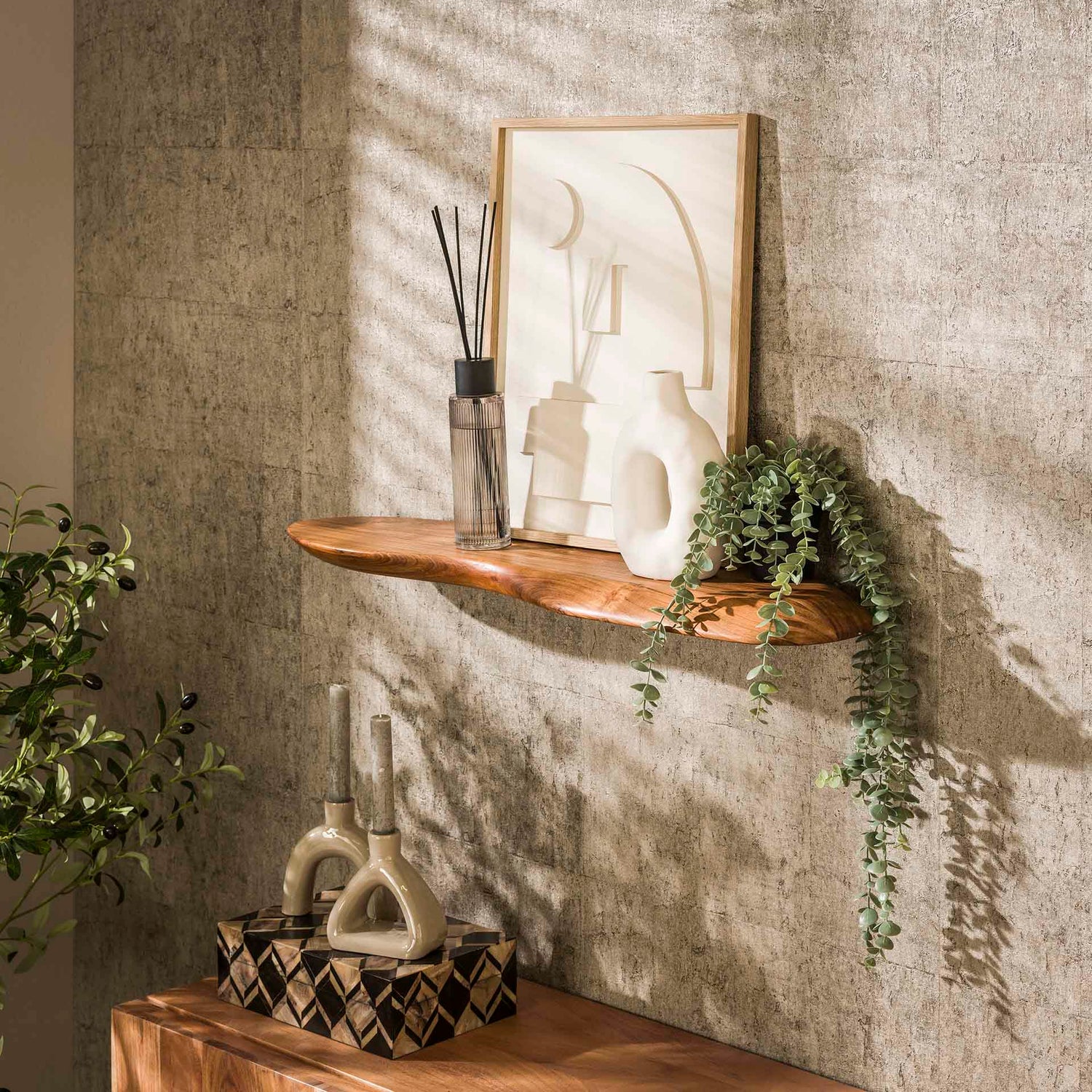 Wandplank 90 Organic - 90x20x4 cm - Naturel - Acacia