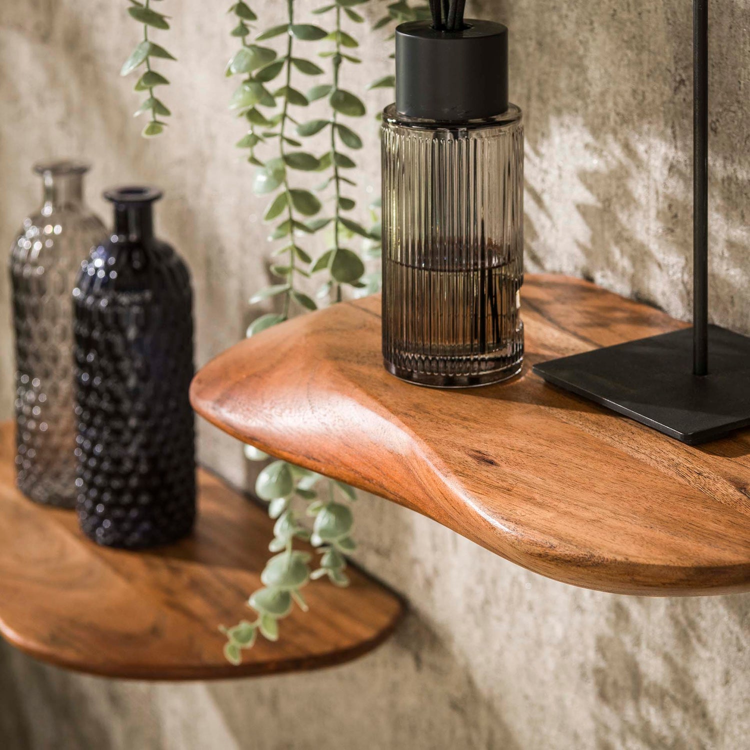 Wandschap Organic - Set van 3 - 50x20x4 cm - Naturel - Acacia