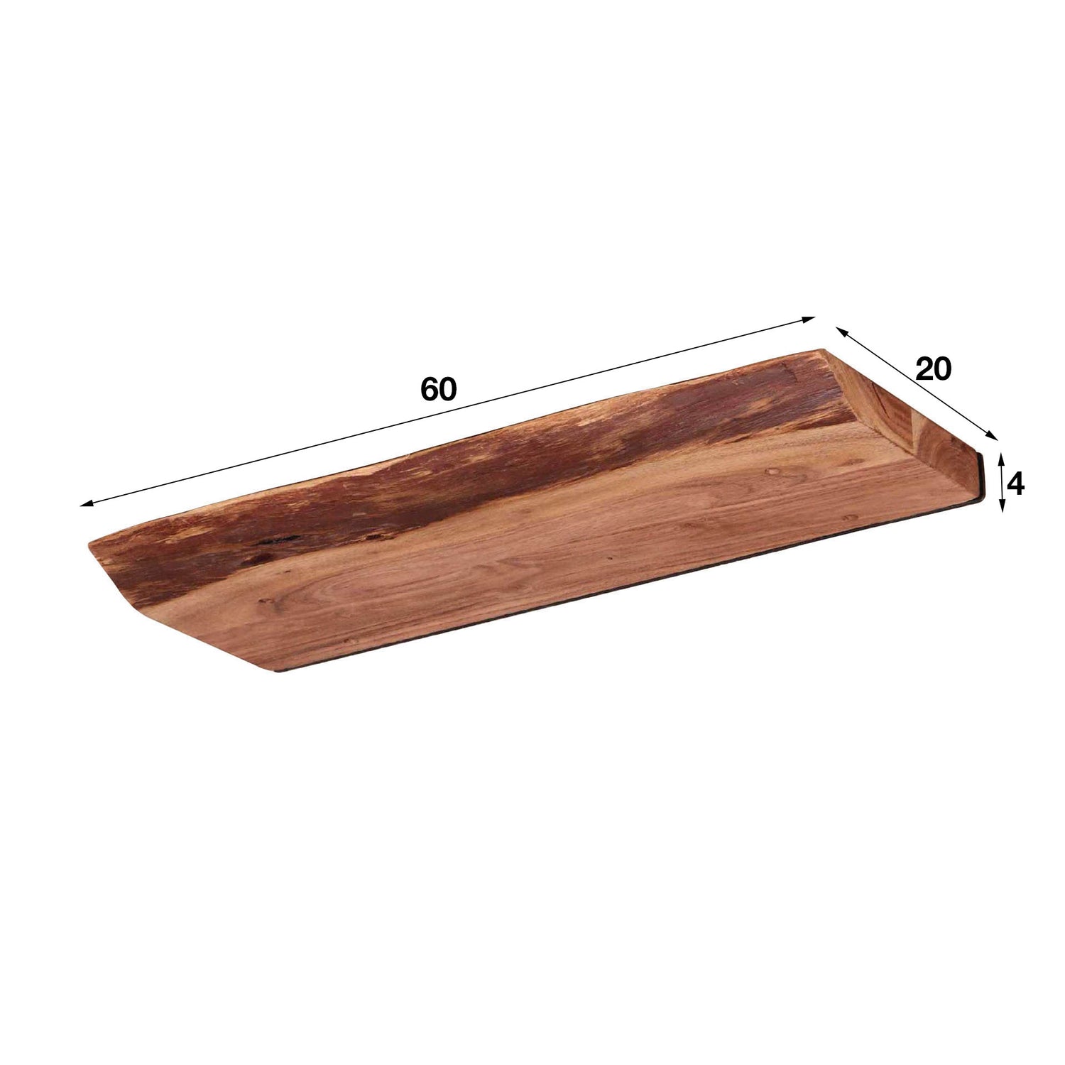 Wandplank 60 Edge - 60x20x4 cm - Naturel - Acacia