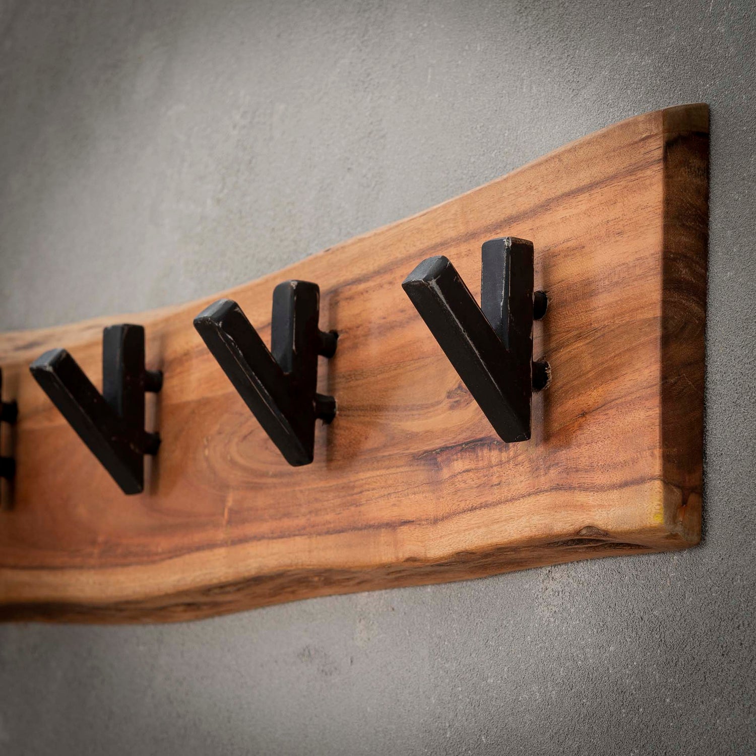 Kapstok Edge 5 Haken - 60x9x15 cm - Acacia Naturel