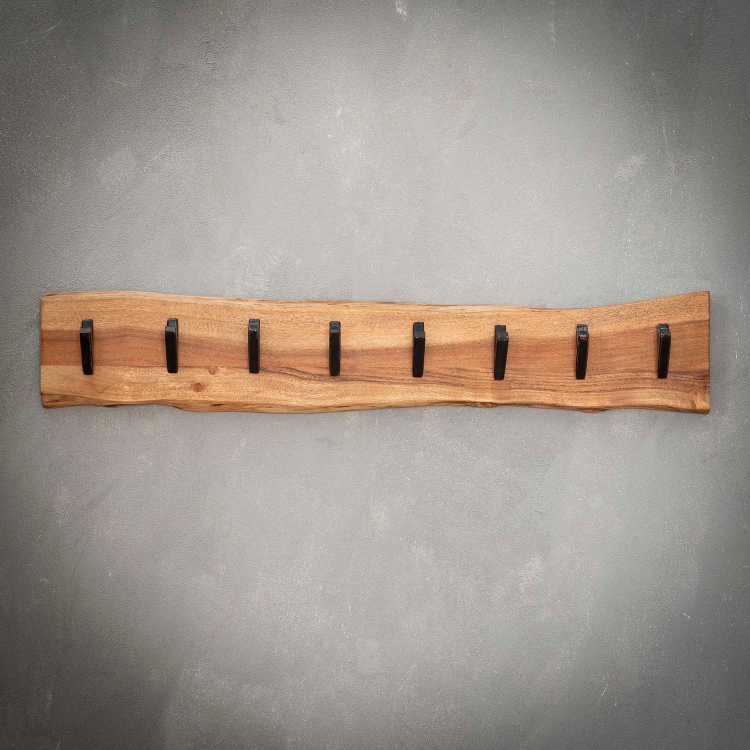 Kapstok Edge met 8 Haken - 90x9x15 cm - Naturel - Acacia