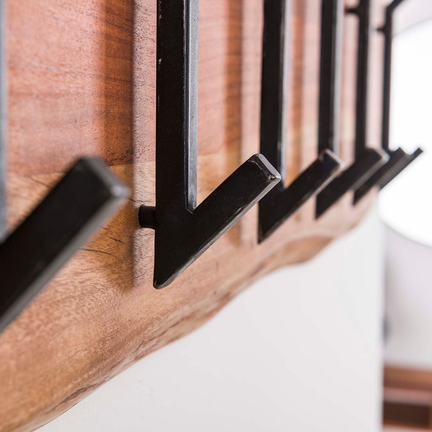 Kapstok Edge 2x6 Haken - 100x12x30 cm - Naturiel - Acacia