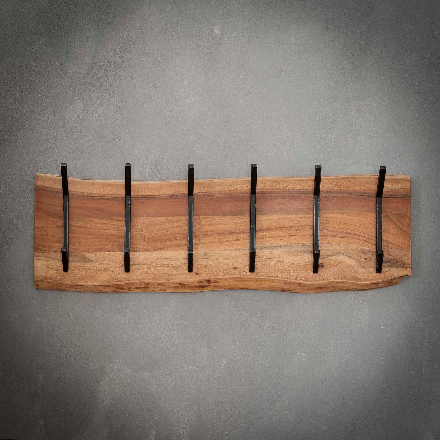 Kapstok Edge 2x6 Haken - 100x12x30 cm - Naturiel - Acacia