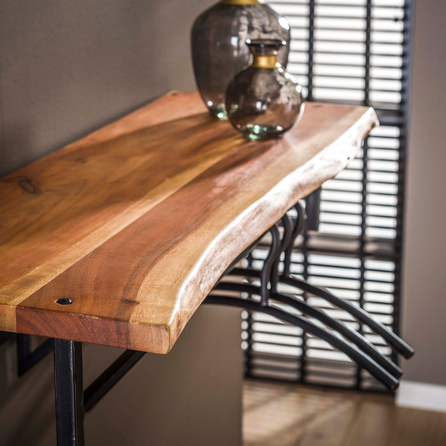 Kapstok Edge 6 Haken Hoedenplank - 100x33x27 cm - Naturel - Acacia