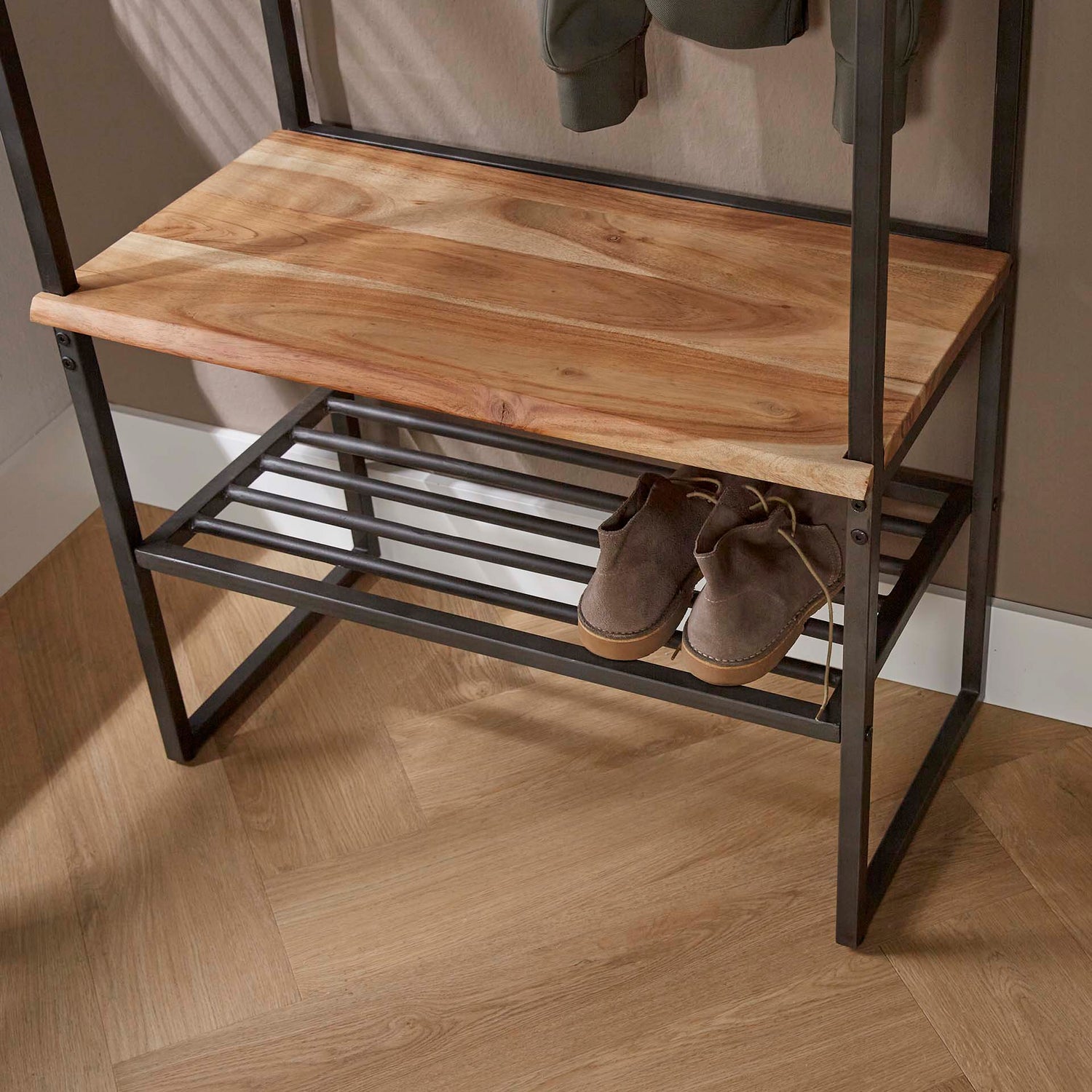 Garderobemeubel Roede Edge - 70x35x182 cm - Naturel - Acacia