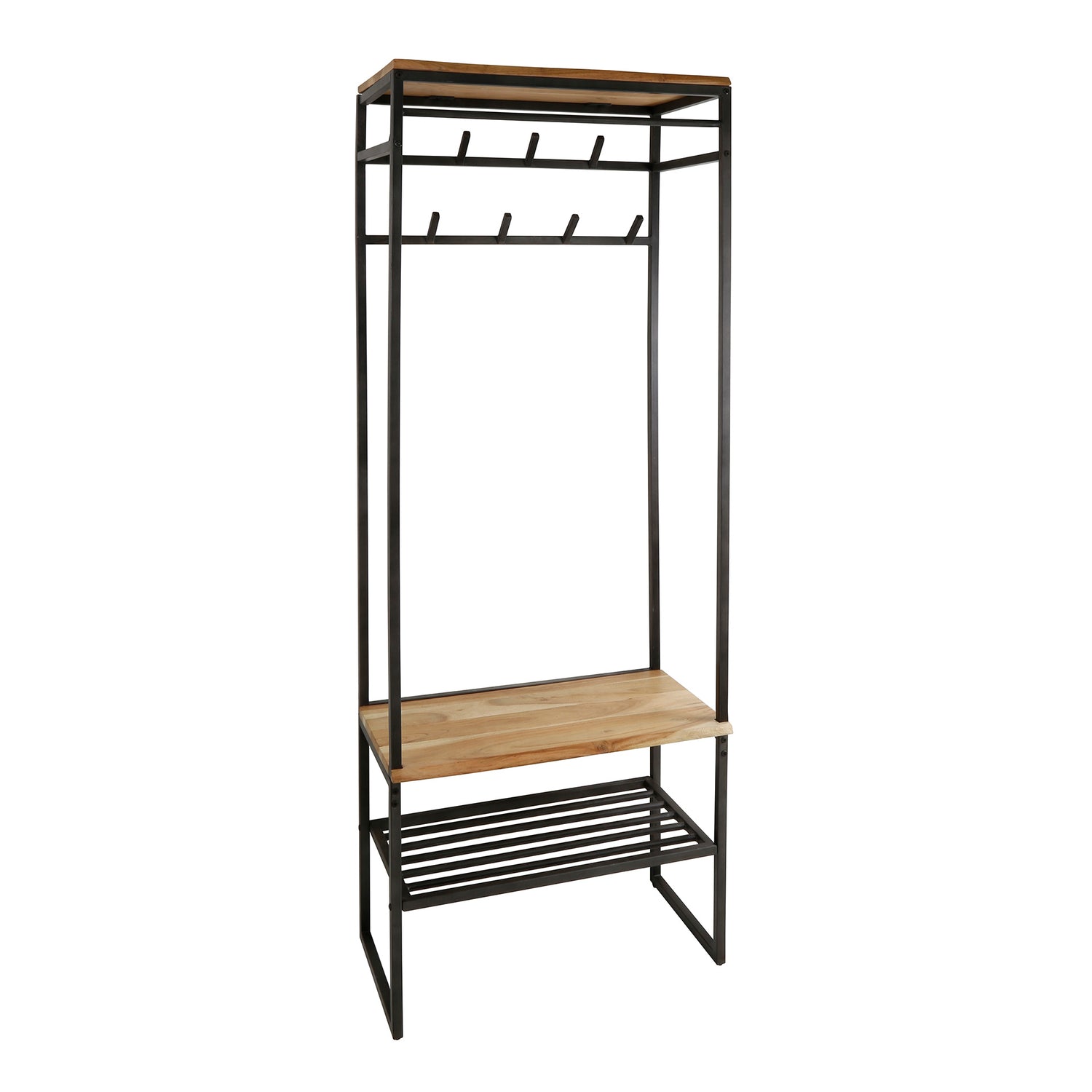 Garderobemeubel Roede Edge - 70x35x182 cm - Naturel - Acacia