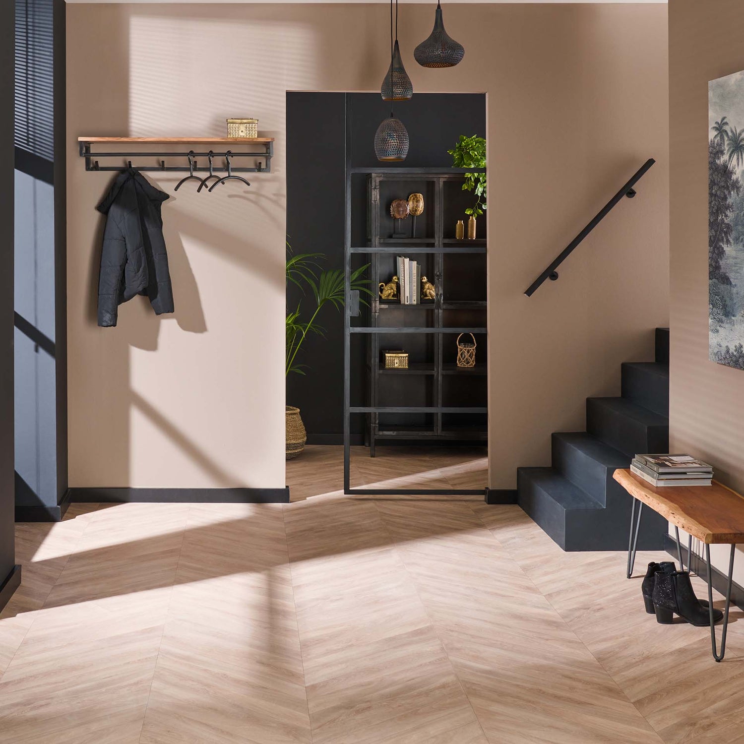 Kapstok Custom 6 Haken Hoedenplank - 100x35x17 cm - Naturaal - Acacia