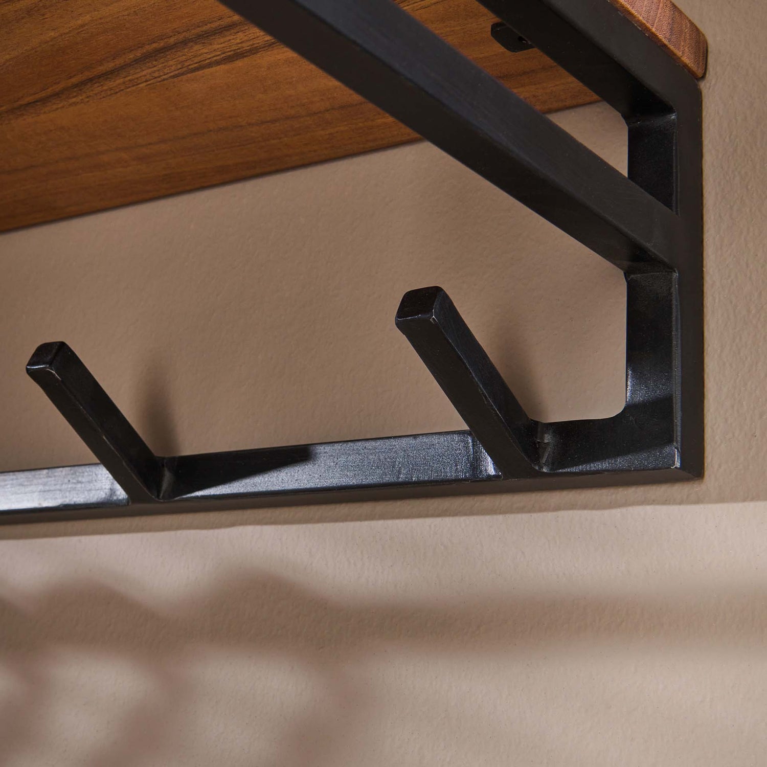 Kapstok Custom 6 Haken Hoedenplank - 100x35x17 cm - Naturaal - Acacia