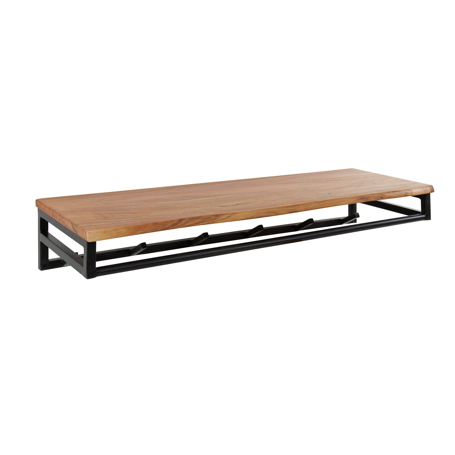 Kapstok Custom 6 Haken Hoedenplank - 100x35x17 cm - Naturaal - Acacia